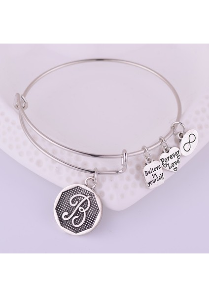 E Amerikan Genişletilebilir Bilezikler Antik A-Z Baş Harf Alfabe Şans Bileziği Ayarlanabilir Tel Sarma Koldan Bilezik Kadın (Yurt Dışından) indirimleri
