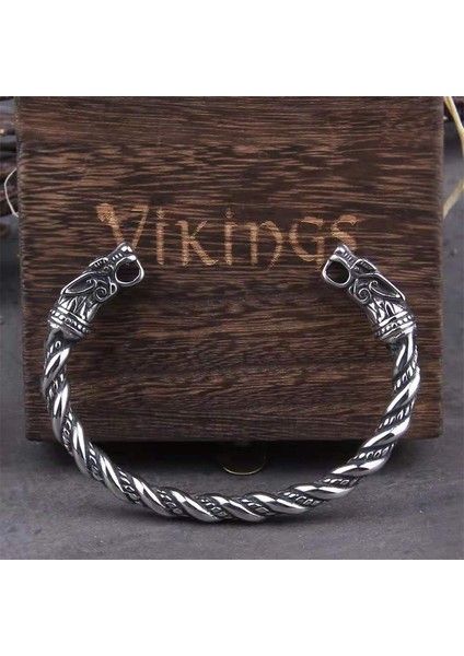 A2 Paslanmaz Çelik Bilezik El Üstü Lüks Nordic Viking Ejderha Bileziği Erkekler Vintage Açık Sert Bilezikler Kollar Erkek Takıları (Yurt Dışından)