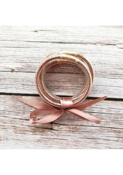 65MM Yetişkin Stili Altın Gül Tüm Hava Parlayan Yıldız Dolu Stardust Yığın Silikon Daire Bilezikler Kadınlar Fiyonk Jöle Bilezikler Serenıty Dua Takı (Yurt Dışından)