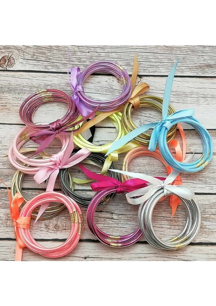 65MM Yetişkin Stili Altın Gül Tüm Hava Parlayan Yıldız Dolu Stardust Yığın Silikon Daire Bilezikler Kadınlar Fiyonk Jöle Bilezikler Serenıty Dua Takı (Yurt Dışından) modelleri