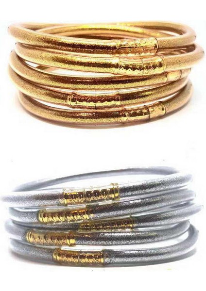 65MM Yetişkin Stili Altın Gül Tüm Hava Parlayan Yıldız Dolu Stardust Yığın Silikon Daire Bilezikler Kadınlar Fiyonk Jöle Bilezikler Serenıty Dua Takı (Yurt Dışından) indirimleri