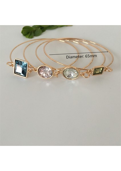 65 mm Yeni Trend Geometrik Renkli Taş Gül Mavi Yeşil Açılabilir Ince Bilezik ve Açıklayıcı Muhteşem Takı Aksesuarı (Yurt Dışından)