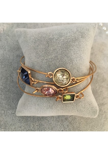 65 mm Yeni Trend Geometrik Renkli Taş Gül Mavi Yeşil Açılabilir Ince Bilezik ve Açıklayıcı Muhteşem Takı Aksesuarı (Yurt Dışından) modelleri