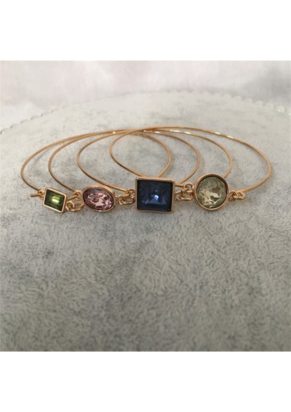 65 mm Yeni Trend Geometrik Renkli Taş Gül Mavi Yeşil Açılabilir Ince Bilezik ve Açıklayıcı Muhteşem Takı Aksesuarı (Yurt Dışından) indirimleri