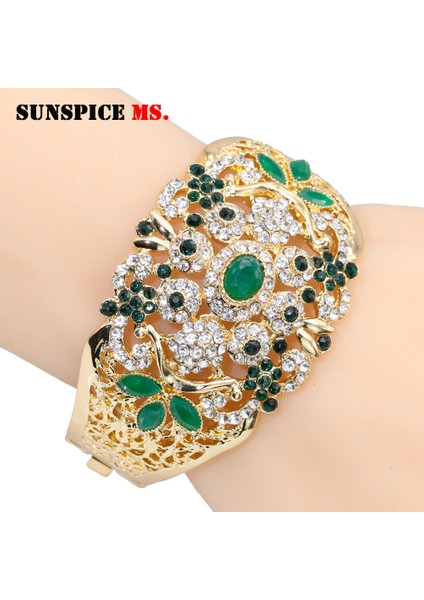 XY1601KIRMIZI Sunspicems Zarif Kristal Düğün Takı Cezayir Fas Bilezik Çiçek Kolluk Bilezik Kadınlar Için Altın Renkli Arap Bijoux Hediye (Yurt Dışından) fırsatları