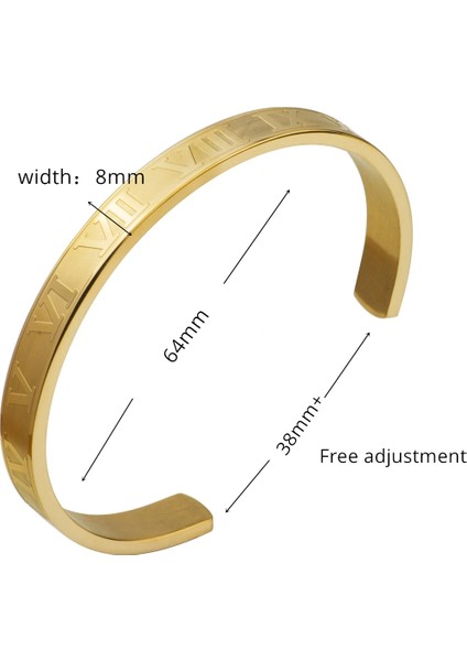 M 180MM-200MM Stili Altın Lüks Titanyum Paslanmaz Çelik Bilezik Roma Rakamları Altın Renkli Kol Bileziği Aşk Mektubu Bileklik Erkek Kadın Açık Bilezikler (Yurt Dışından) modelleri