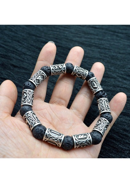 No.5 Boyutu 1 Adet Kişiselleştirilmiş Lava Taşı Antik Gümüş Kuzey Viking Boncuklar Aromaterapi Esansiyel Yağ Difüzör Bilezikler Bilezikler (Yurt Dışından)