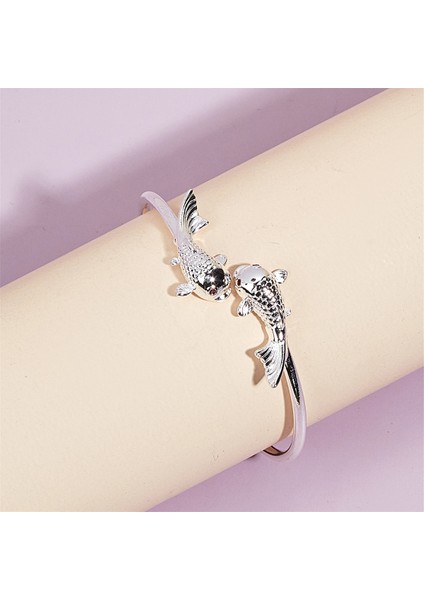 Stil 2 Moda Bileklik Kadın Açık Çift Balık Öpüşme Fes Bileklik Kadın Aksesuarları Pulseras Mujer Brazaletes (Yurt Dışından) fiyatları