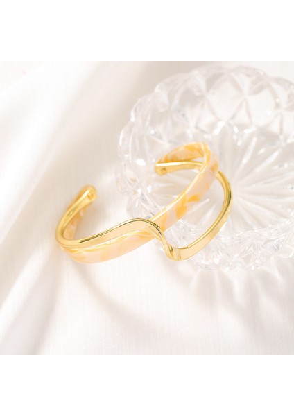 C Huanzhı Basit Yeni Beyaz Kabuklu Yengeç Tahtası Bükülmüş Metal Geometrik Örtüşme Asetik Reçine Açık Bilezik Kadınlar Kızlar Takı Için (Yurt Dışından) fırsatları