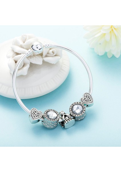 19CM Tarzı Mor Seıaloy Moda Pembe Kalp Charm Bilezikler ve Boncuklu Yay Avrupa Tarzı Bilezik Kadınlar Için Takı Hediye (Yurt Dışından) modelleri