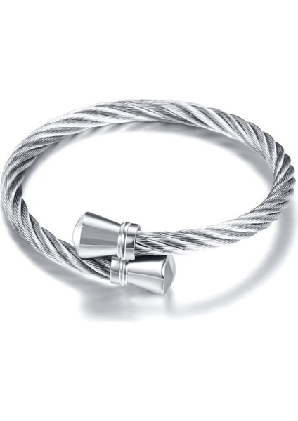 56-58MM Tarzı SZ1030 Kadınlar Için Yüksek Kaliteli 8mm Boncuk Paslanmaz Çelik Kablolu Esnek Bilezik Şans Bileklik Takı Bilezik (Yurt Dışından)