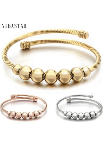 56-58MM Tarzı SZ1030 Kadınlar Için Yüksek Kaliteli 8mm Boncuk Paslanmaz Çelik Kablolu Esnek Bilezik Şans Bileklik Takı Bilezik (Yurt Dışından) fiyatları