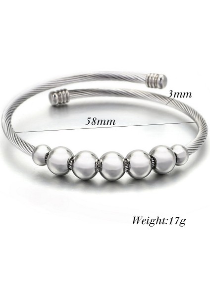 56-58MM Tarzı SZ1030 Kadınlar Için Yüksek Kaliteli 8mm Boncuk Paslanmaz Çelik Kablolu Esnek Bilezik Şans Bileklik Takı Bilezik (Yurt Dışından) fırsatları