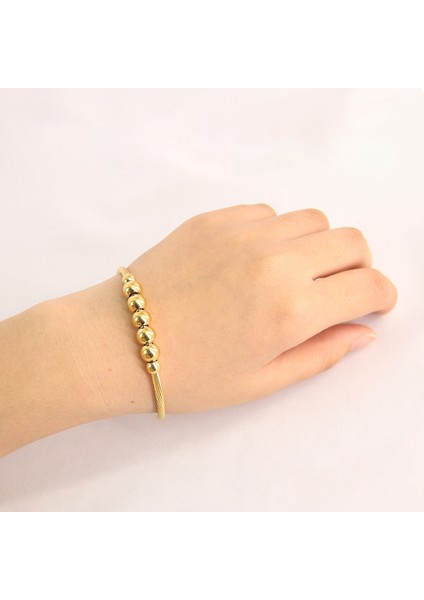 56-58MM Tarzı SZ1030 Kadınlar Için Yüksek Kaliteli 8mm Boncuk Paslanmaz Çelik Kablolu Esnek Bilezik Şans Bileklik Takı Bilezik (Yurt Dışından) indirimleri