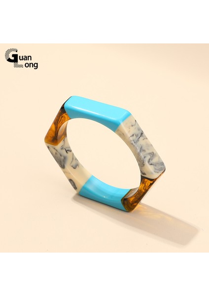 Renk-17 Guanlong Moda Renkli Reçine Geometrik Altgen Bilezikler Kadınlar Için Hint Incilerli Bilezik Parti Mücevherler (Yurt Dışından) modelleri