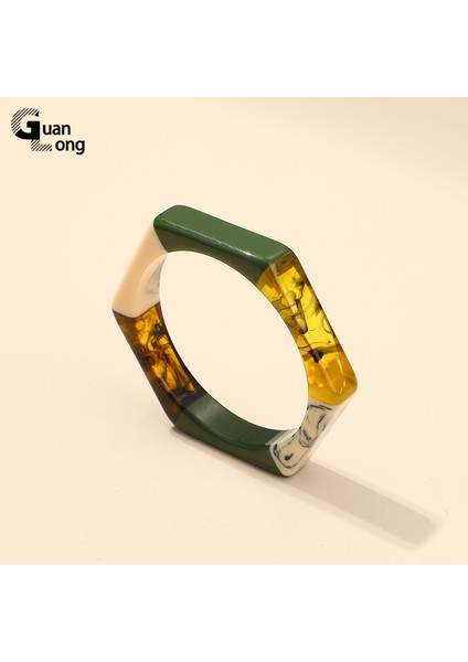 Renk-17 Guanlong Moda Renkli Reçine Geometrik Altgen Bilezikler Kadınlar Için Hint Incilerli Bilezik Parti Mücevherler (Yurt Dışından) fırsatları
