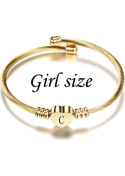 C Sevimli Çocuklar Için Başlangıç Bilezikleri Paslanmaz Çelik Minik Harf Kişiselleştirilmiş Hediye Bebek Altın Kalp Özel Bilezikler El Yapımı Hediyeler (Yurt Dışından)