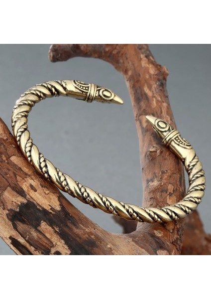 Kırmızı Cxwind Viking Kuzgun Sembolü Büyük Bilezik Bronz Takı Viking Pagan Yemin Erkekler Kol Bileziği Örgü Retro Bilezik Bilezik Bilezik (Yurt Dışından) modelleri