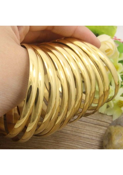 6 ADET-68MM Yeni Moda Paslanmaz Çelik Takı Kaplama Altın Renk ve Bilezikler Şans Kolye Kız ve Kadınlar Için (Yurt Dışından)