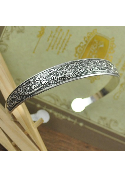 B1033B Yeni Retro Kolduk Bilezikler Tibet Gümüş Metal Oyma Balık Fil Çiçek Bilezikler Vintage Çingene Mücevherleri Kadın Hediyeleri (Yurt Dışından)
