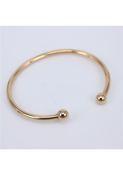 75 mm Tarzı Altın Rengi Fabrika Paslanmaz Çelik Altın Renk Ayarlanabilir Açık Man ve Kadın Bilezikler Trendy Basit Bilezikler LH749 (Yurt Dışından)