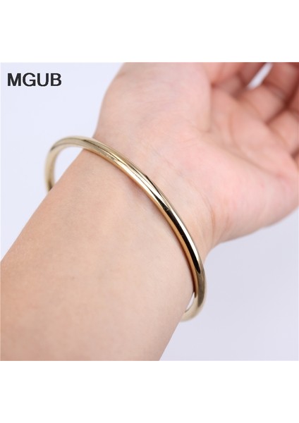 75 mm Tarzı Altın Rengi Fabrika Paslanmaz Çelik Altın Renk Ayarlanabilir Açık Man ve Kadın Bilezikler Trendy Basit Bilezikler LH749 (Yurt Dışından) fırsatları