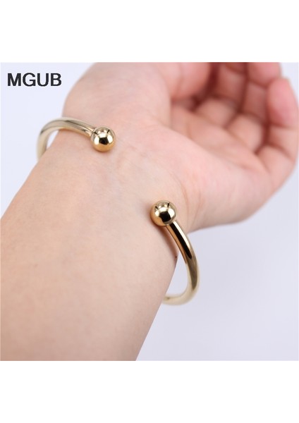 75 mm Tarzı Altın Rengi Fabrika Paslanmaz Çelik Altın Renk Ayarlanabilir Açık Man ve Kadın Bilezikler Trendy Basit Bilezikler LH749 (Yurt Dışından) indirimleri