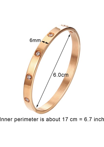 Kadın-Gül-6mm Kadın Erkek Sevgili Bilezikler ve Bilezikler Için Lüks Kristal Bilezikler Paslanmaz Çelik Pulseiras Feminina Takı (Yurt Dışından)
