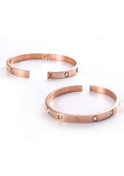 Kadın-Gül-6mm Kadın Erkek Sevgili Bilezikler ve Bilezikler Için Lüks Kristal Bilezikler Paslanmaz Çelik Pulseiras Feminina Takı (Yurt Dışından)