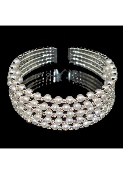 Inci-Altın-3sıra Moda Kadın Kristal Inci Bilezik Katmanlı Altın Gümüş Kaplama Açık Bilezik Kristal Bilezikler Pulseras Mujer Gelin Takı Hediye (Yurt Dışından)