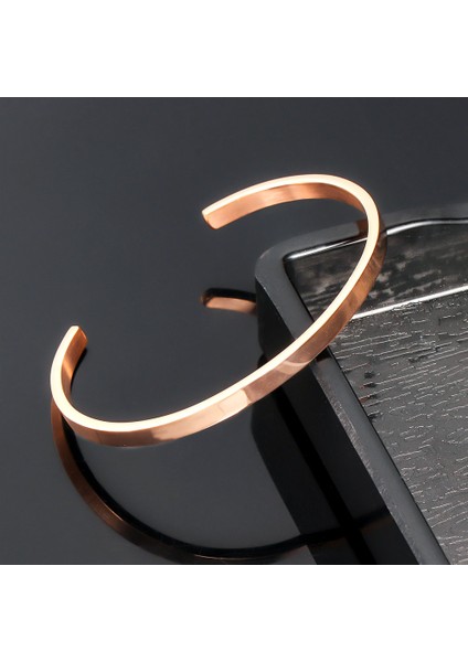 Altın Gül 4mm Ince Açık Manşet Bilezik Paslanmaz Çelik Pürüzsüz Altın Siyah Gül Altın Erkek Kadın Zarif Yığılabilir Bileklik Takı (Yurt Dışından) fiyatları