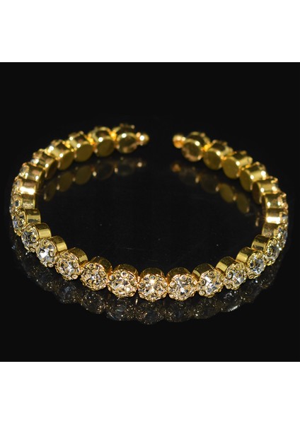 Gül Altın Rengi Kadınlar ve Kızlar Için Moda Altın Kaplama Gümüş Kaplama Kristal Kolluk Bilezikler ve Bilezik Rhinestone Şans Bilezikleri Düğün Takıları (Yurt Dışından)