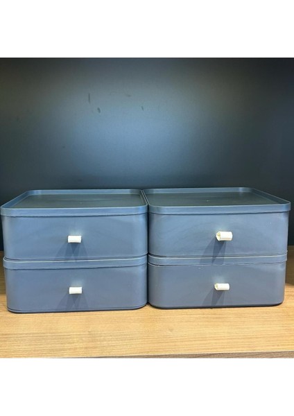 Gri 4 Katlı Çekmece Masa Üstü Organizer Makyaj Takı Kutusu Aksesuar Düzenleyici Toparlayıcı fırsatları