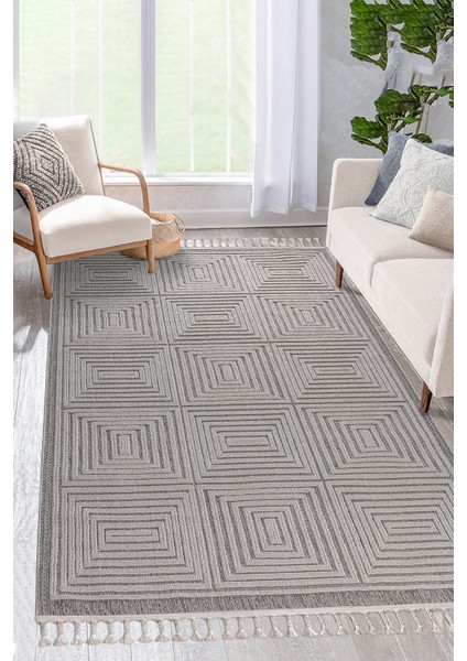Bukleli Modern Iskandinav Bej Krem Makine Halısı Yolluk Antre Mutfak Salon Oturma Odası Koridor Sisal