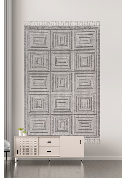 Bukleli Modern Iskandinav Bej Krem Makine Halısı Yolluk Antre Mutfak Salon Oturma Odası Koridor Sisal