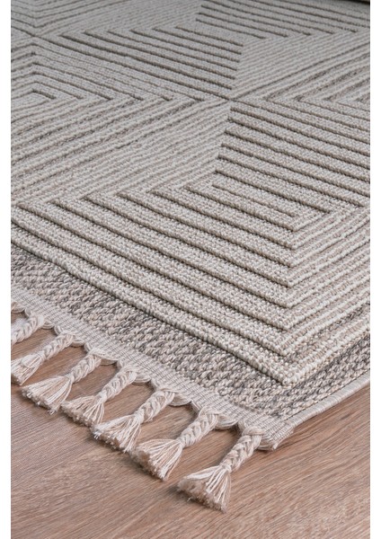 Bukleli Modern Iskandinav Bej Krem Makine Halısı Yolluk Antre Mutfak Salon Oturma Odası Koridor Sisal