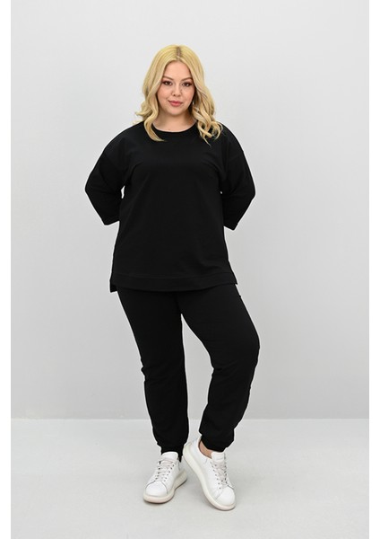 Kadın Büyük Beden Truvakar Kol Lastik Paça Eşofman Takımı 8185-25