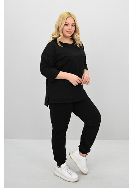 Kadın Büyük Beden Truvakar Kol Lastik Paça Eşofman Takımı 8185-25 fırsatları