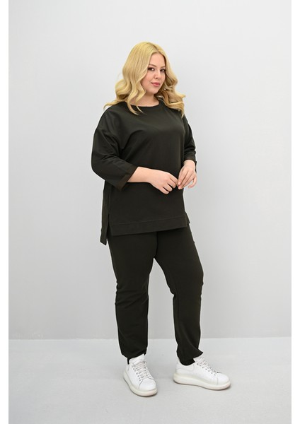 Kadın Büyük Beden Truvakar Kol Lastik Paça Eşofman Takımı 8185-25 modelleri