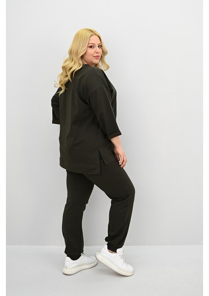 Kadın Büyük Beden Truvakar Kol Lastik Paça Eşofman Takımı 8185-25 fırsatları