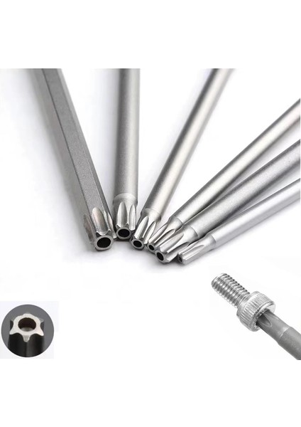 Delikli Bıts Torx Uç Seti Uzun Boy 150MM 5 Parça T6-8-10-15-20