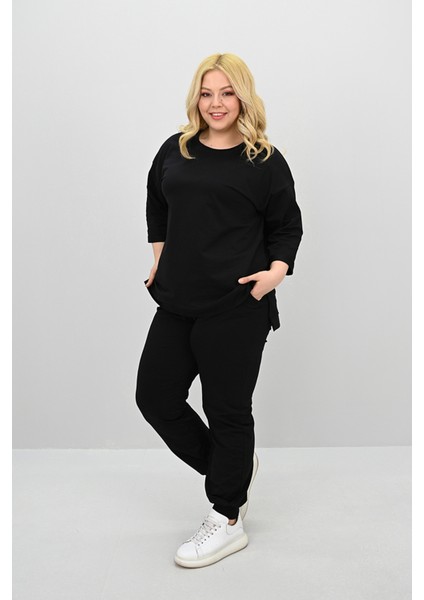 Kadın Büyük Beden Truvakar Kol Lastik Paça Eşofman Takımı 8185-25 modelleri