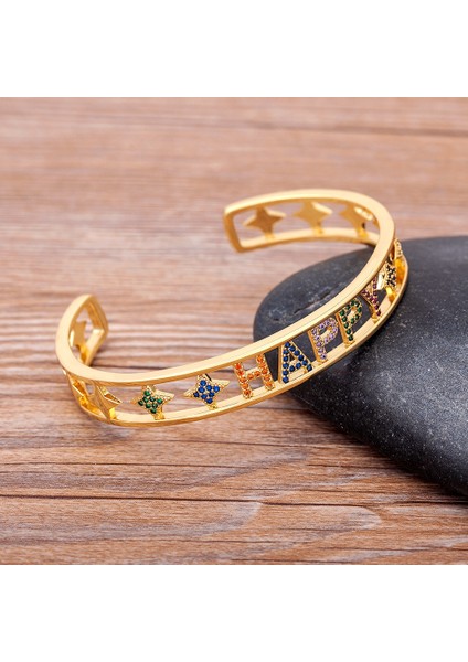 56-58MM Tarzı B241 Moda Hollow Takı Yıldız Bilezik Bakır Kübik Zirkonya Kristal Taşlı Kolluk Bilezik Kadın Lüks Aksesuar Hediye (Yurt Dışından) modelleri
