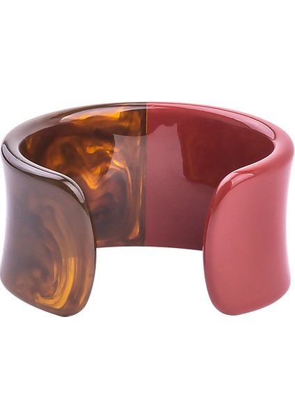 Altın Rengi Guanlong Yeni Moda Iki Renkli Lucite Reçine Bilezik ve Bilezik Kolluk Akrilik Kadınlar Için Bohem Bilezik Hediye (Yurt Dışından)