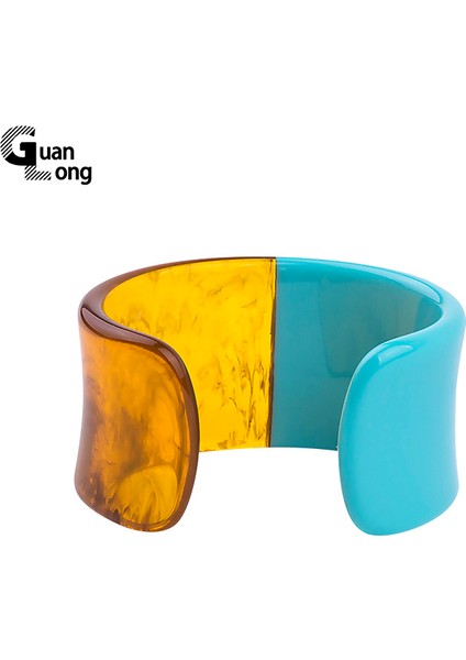 Altın Rengi Guanlong Yeni Moda Iki Renkli Lucite Reçine Bilezik ve Bilezik Kolluk Akrilik Kadınlar Için Bohem Bilezik Hediye (Yurt Dışından) modelleri