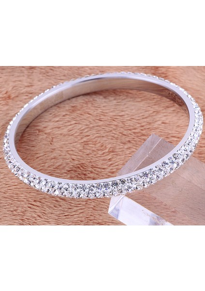 Altın Rengi Kadınlar Için 316L Paslanmaz Çelik Bilezikler Bilezikler 3 Sıra Cz Kristal Kaplama Takı (Yurt Dışından) indirimleri