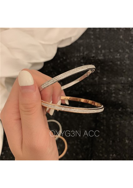 58-60MM Tarzı Kabuk Gül Altın Yun Ruo Moda Lüks Taşlı Kristal Zirkon Kabuk Bilezik Gül Altın Titanyum Çelik Takı Kadın Doğum Günü Hediye Renk Değişmez (Yurt Dışından) indirimleri