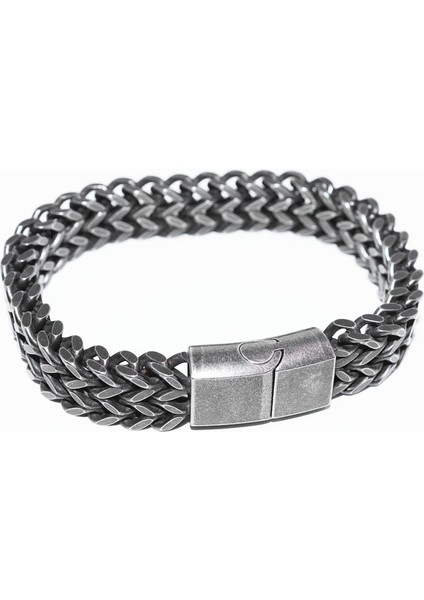 21CM Tarzı A6957-SIYAH Retro Punk Egemen Çift Zincir Metal Bilezik Erkek Moda Parti Takıları Anma Hediyesi (Yurt Dışından) modelleri