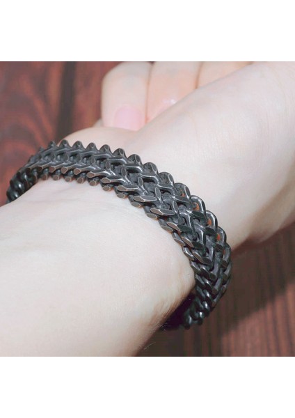 21CM Tarzı A6957-SIYAH Retro Punk Egemen Çift Zincir Metal Bilezik Erkek Moda Parti Takıları Anma Hediyesi (Yurt Dışından) indirimleri