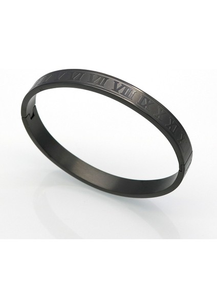 6mm Kadın Siyah Sıcak Erkekler Titanyum Çelik Roma Rakamı Bilezik Nal Toka Kolluklar Pulseira Bileklik Lüks El Yapımı Takı (Yurt Dışından)